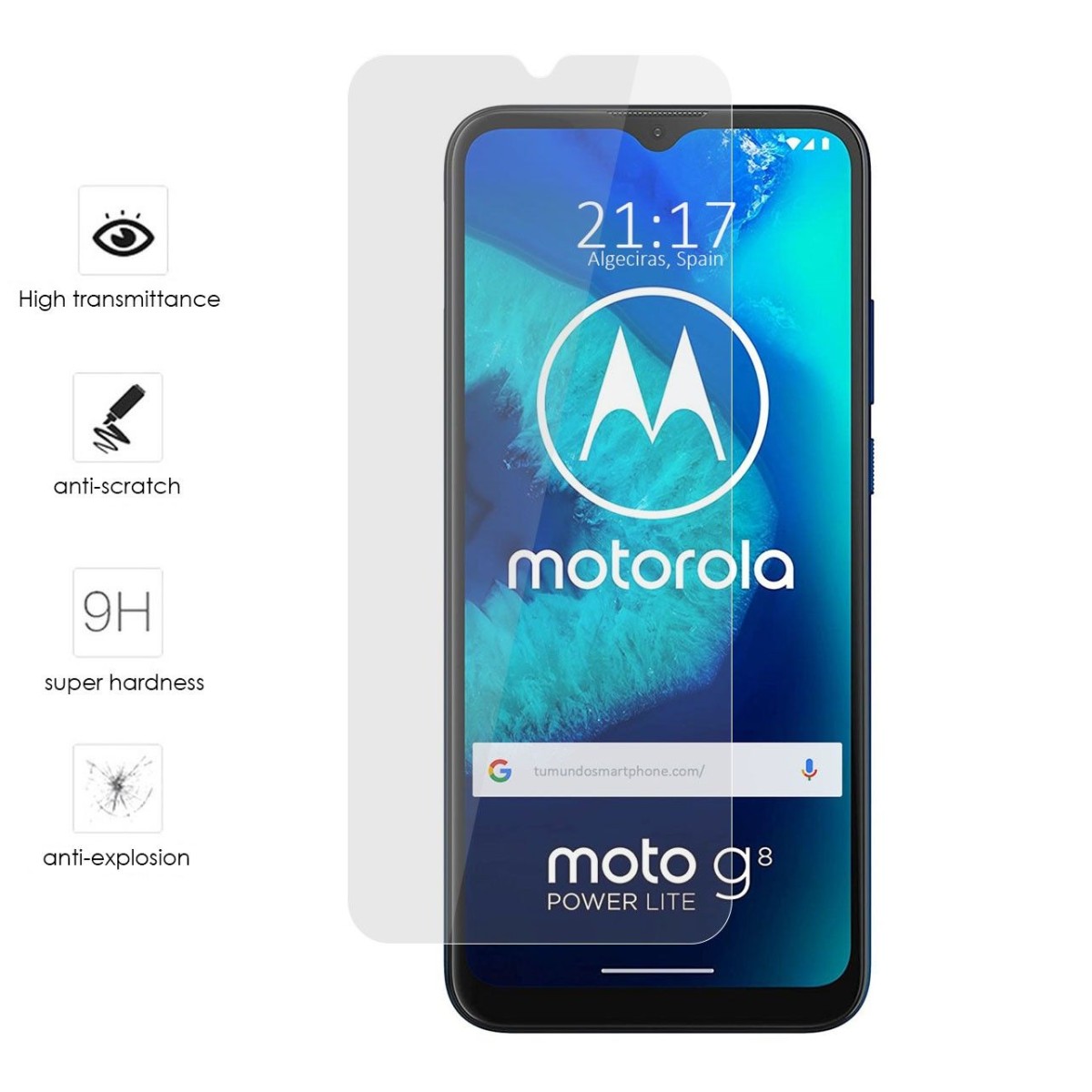 Tumundosmartphone Protector Cristal Templado para Motorola Moto G8 Power Lite Vidrio