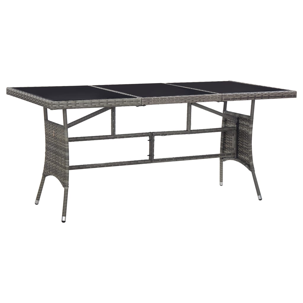 vidaXL Mesa de jardín ratán sintético gris 170x80x74 cm
