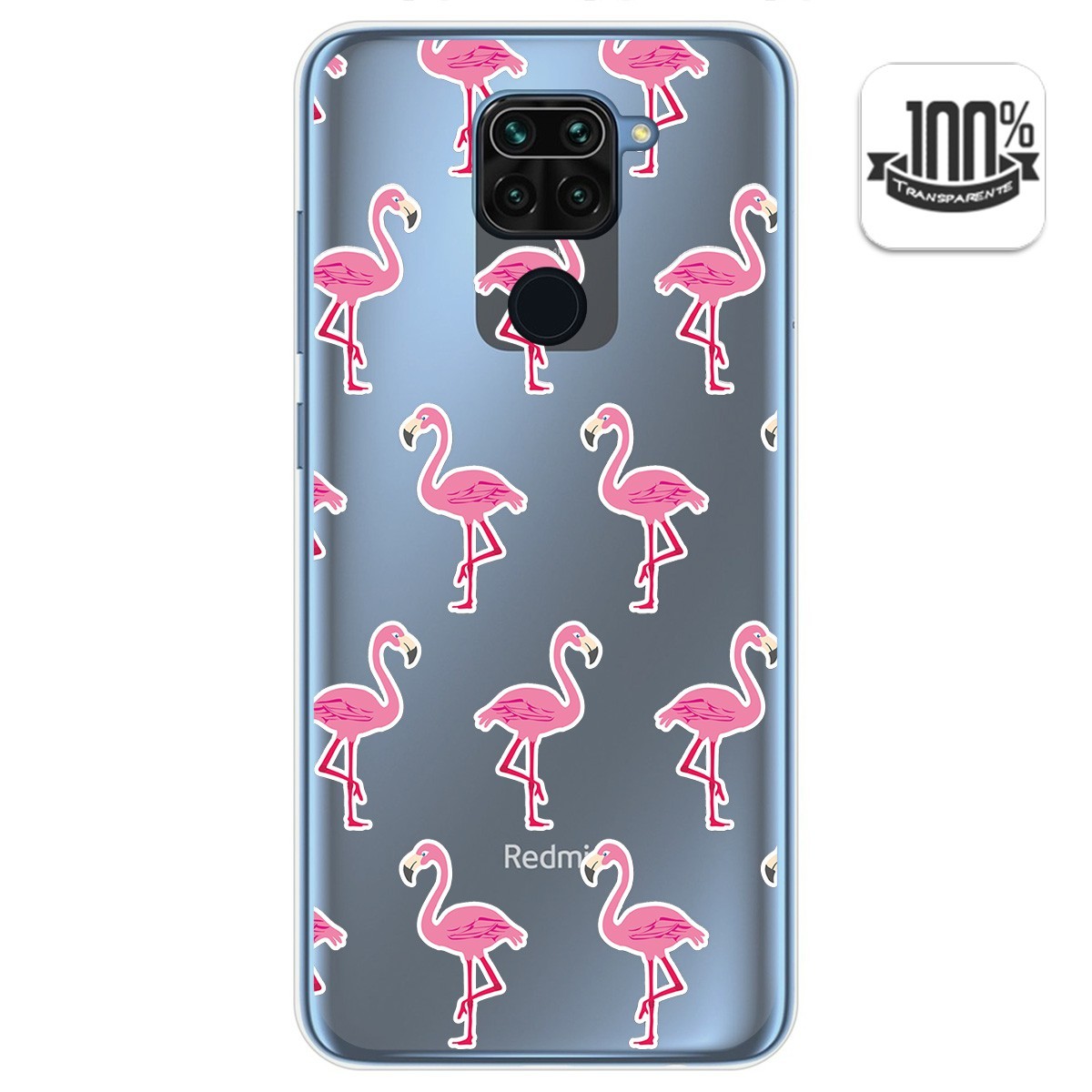Tumundosmartphone Funda Gel Transparente Xiaomi Redmi Note 9 con Dibujo Flamenco