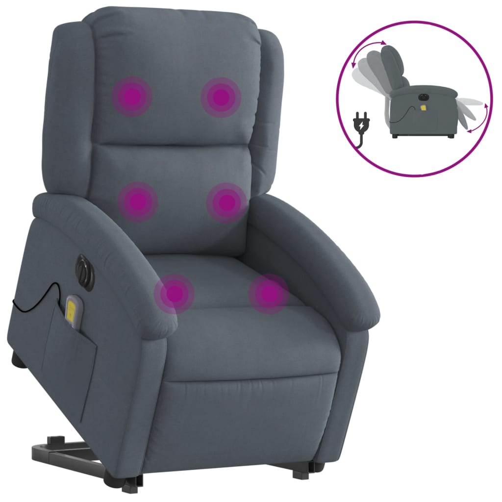Vidaxl - Sillón Reclinable Masaje Eléctrico Terciopelo - Gris Claro