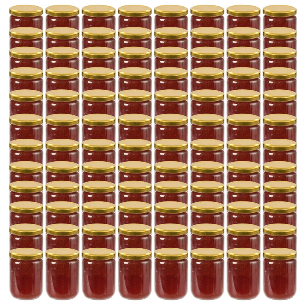 vidaXL 96x Tarros de Mermelada de Vidrio Tapa 230 ml Alimentos Comedor Color Dorado,  Rojo,  Blanco y rojo y mas