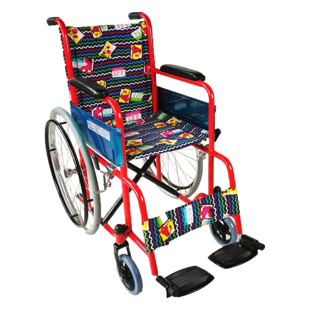 Mobiclinic modelo Teatro Silla de ruedas ortopédica plegable para minusválidos freno en manetas reposapiés y reposabrazos fijos Rojo tapicería estampada asiento ultraligera
