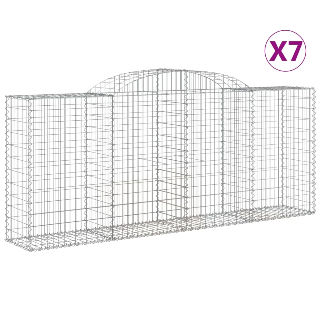 Vidaxl Cestas de Gaviones en Forma de Arco, 7 Uds, Hierro, 300 X 30 X 40/60 - 300 X 30 X 80/100 Cm