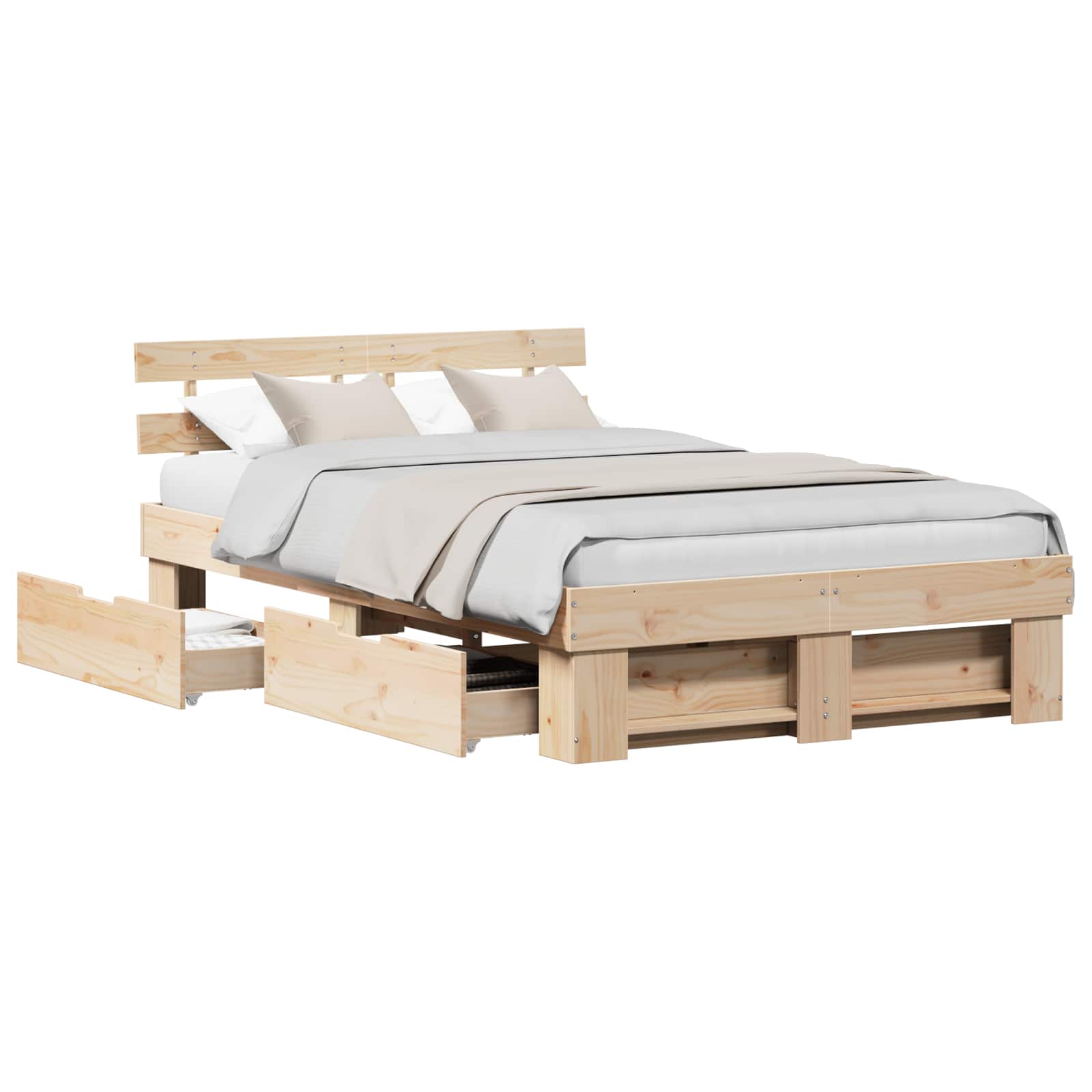 vidaXL Estructura de cama con cabecera con cajón Madera de pino macizo Cama Multitalla