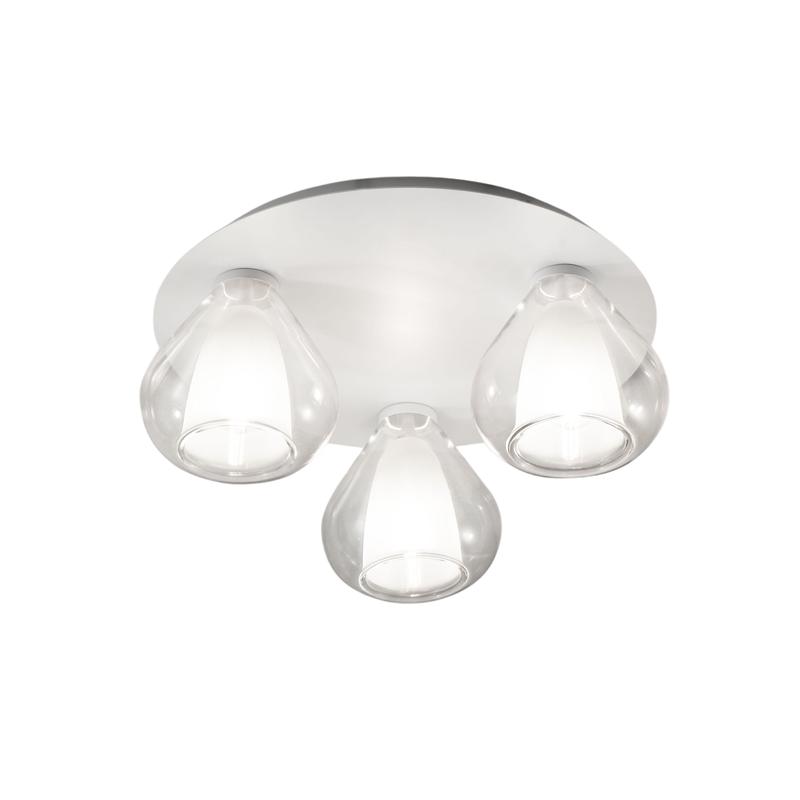 Lila - Lámpara de techo redonda d.40cm Fabas Luce - Aplique de pared con 3 bombillas LED E27 MAX 40W - Transparente