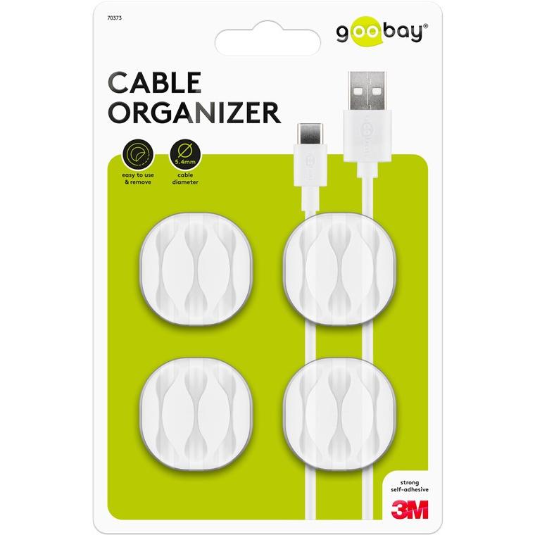 Goobay 70373 organizador de cables Escritorio Blanco 4 pieza(s)
