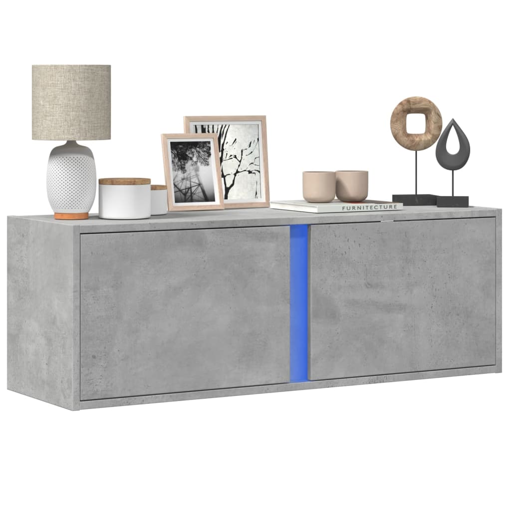vidaXL Mueble de TV de pared con luces LED 100x31x35 cm en color Roble Sonoma/Blanco/Marrón roble y más | almacenamiento funcional diseño moderno para baño dormitorio sala