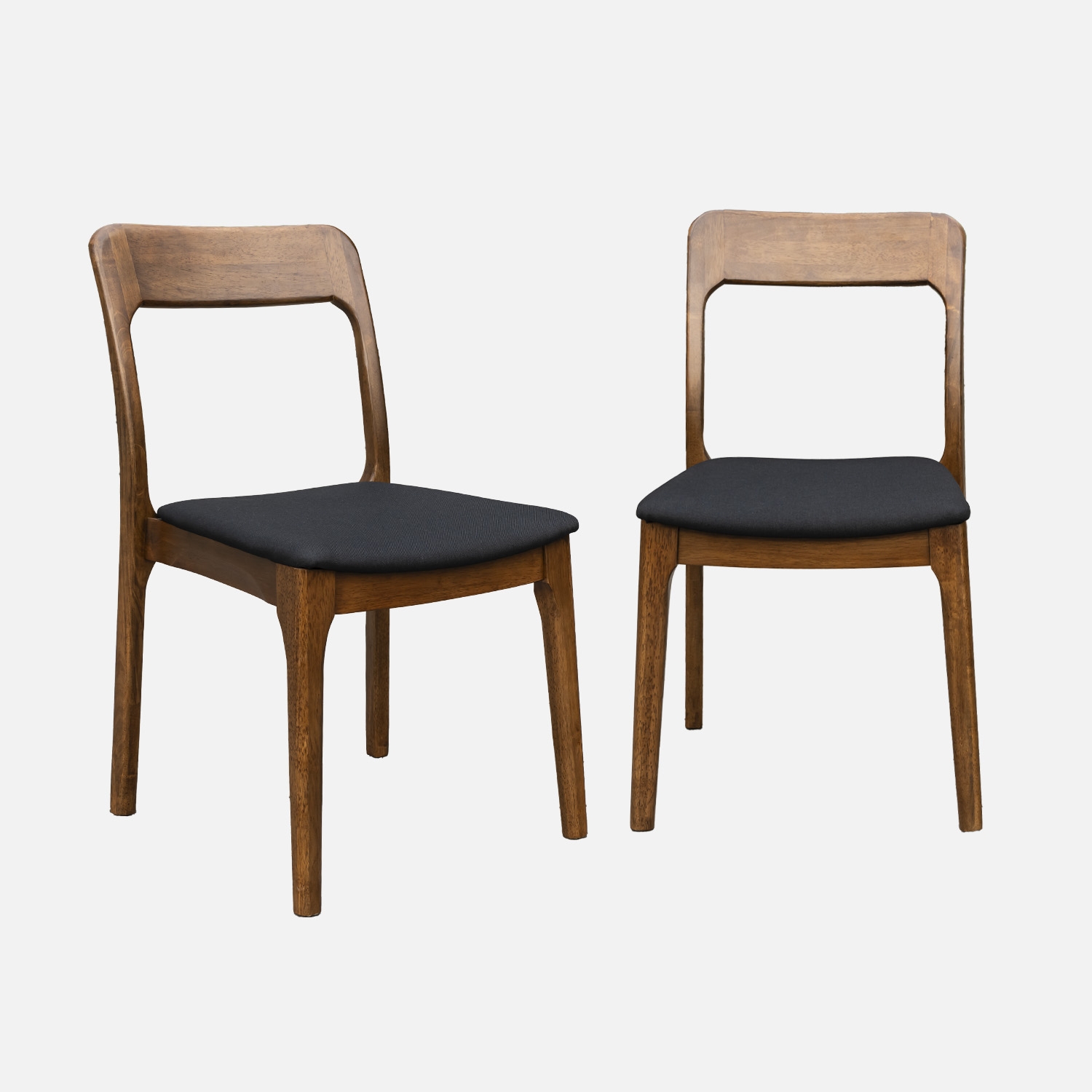 sweeek - Silla vintage de madera de caucho y tela, set de 2 , Elena , 48x58x81