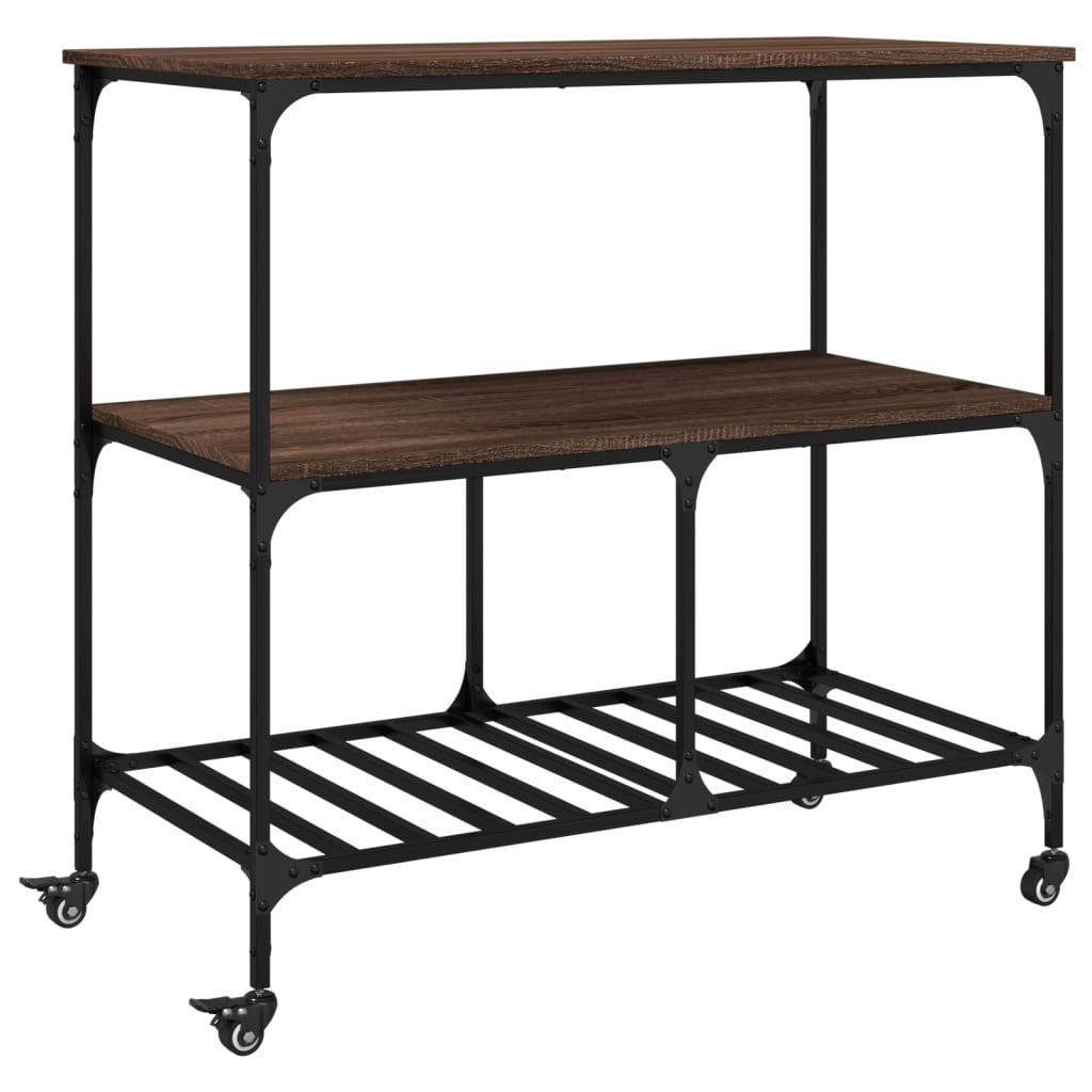 vidaXL Carrito de cocina madera ingeniería marrón roble 100x50x95 cm