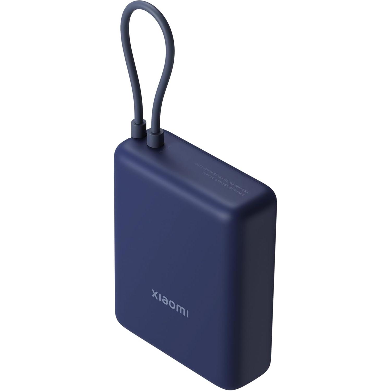 Xiaomi 33W Power Bank 10000mAh (Integrated Cable) Ice Blue GL | PowerBank Batería Externa con Carga Rápida de 33W | 3 Puertos de Salida | Dos Baterías de 5000 mAh | Seguro para Llevar en el Avión - Colores: Beige o Azul