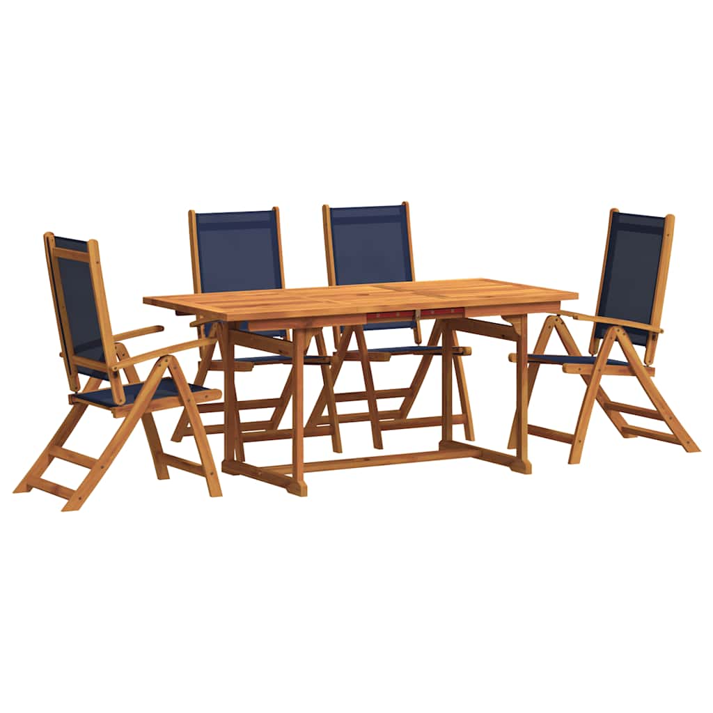 vidaXL Juego comedor de jardín 5 pzas madera maciza acacia y textileno