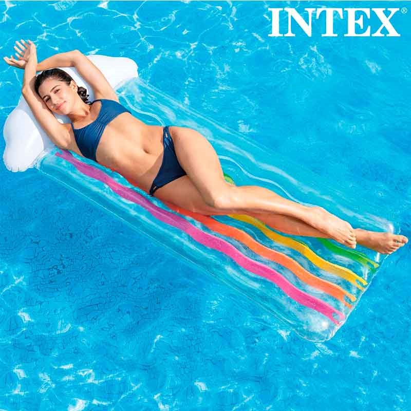 Colchoneta hinchable Rainbow Cloud Intex +14A blanco 25x180x86 cm
