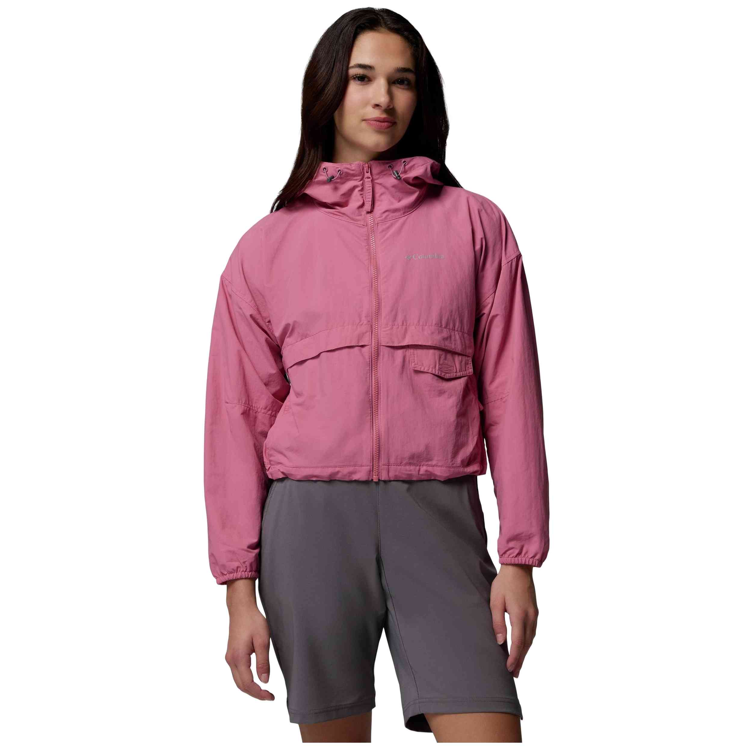 Cortaviento Columbia modelo Chaqueta con capucha Columbia Spire Valley Cropped Windbreaker rosa mujer para Mujer en color Rosa