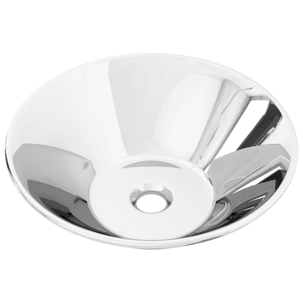 vidaXL Lavabo de Baño Redondo Sobre Encimera Cerámica Lavamanos de Aseo Color Negro,  Plateado,  Blanco y mas