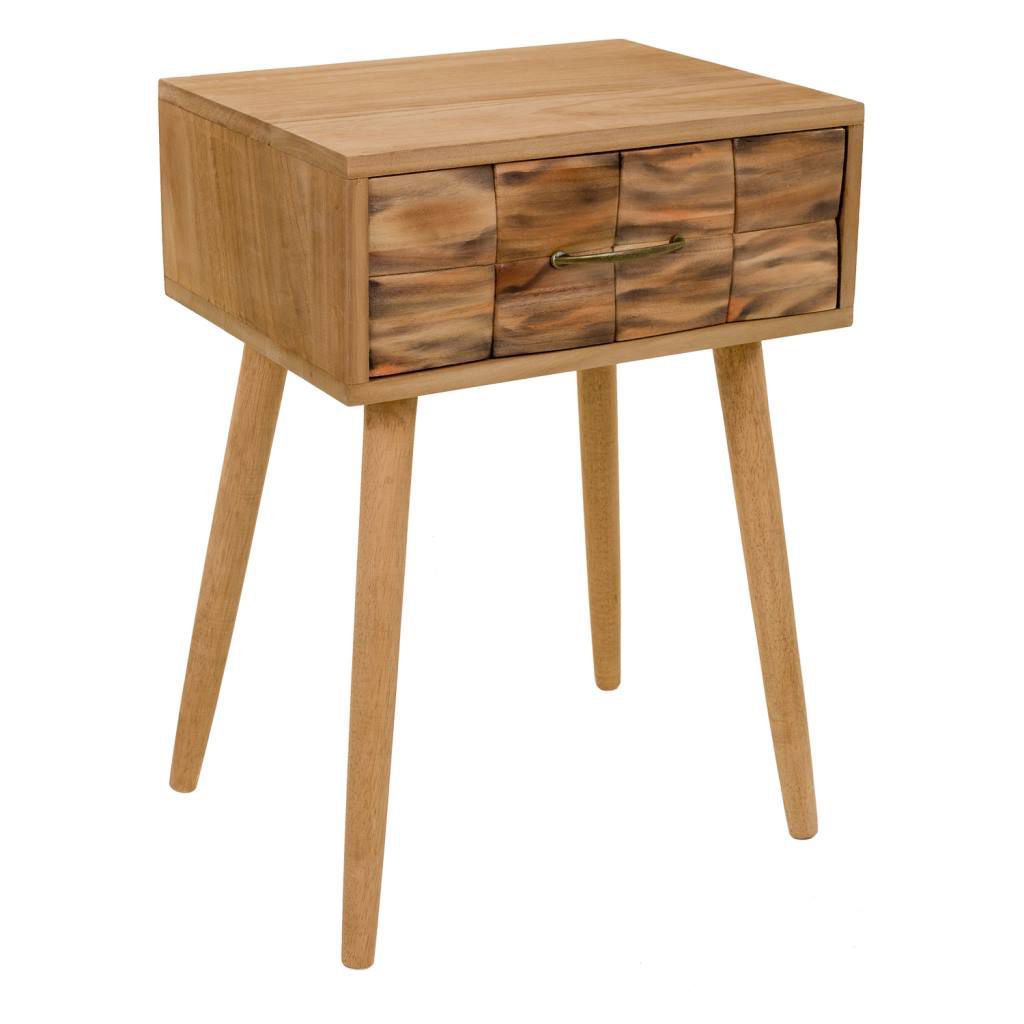 Mesita De Noche De Madera De 1 Cajon 63x44x38cm, El mejor complemento para tu hogar