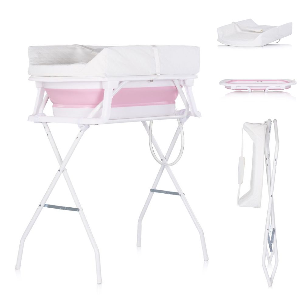 Bañera Plegable con Soporte Metálico y Cambiador Acolchado – Solución Completa para el Baño y Cuidado del Recién Nacido