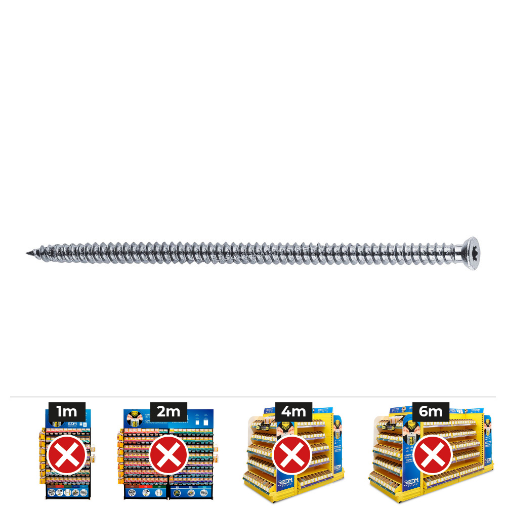 Apolo Mea 975132Fbs - Tornillo de Premarcos Tipo Fbs Diámetro 7,5X132 Cabeza Avellanada, Cincado, 100 Unidades