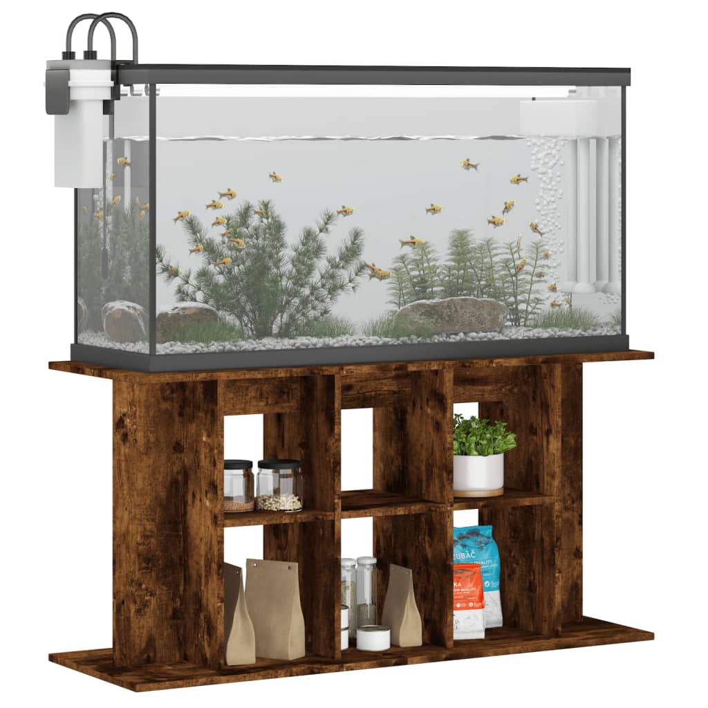 vidaXL Soporte de acuario madera ingeniería 120x40x60 cm Color Blanco brillante,  Gris hormigón,  Roble ahumado y mas