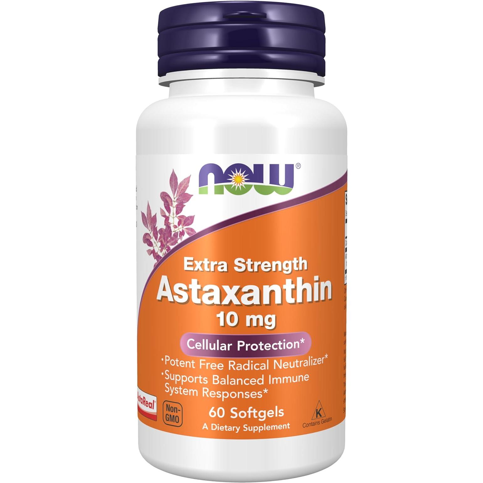 Now - Now Extra Strenght Astaxanthin 10mg 60 perlas Astaxantina Astaxantina natura