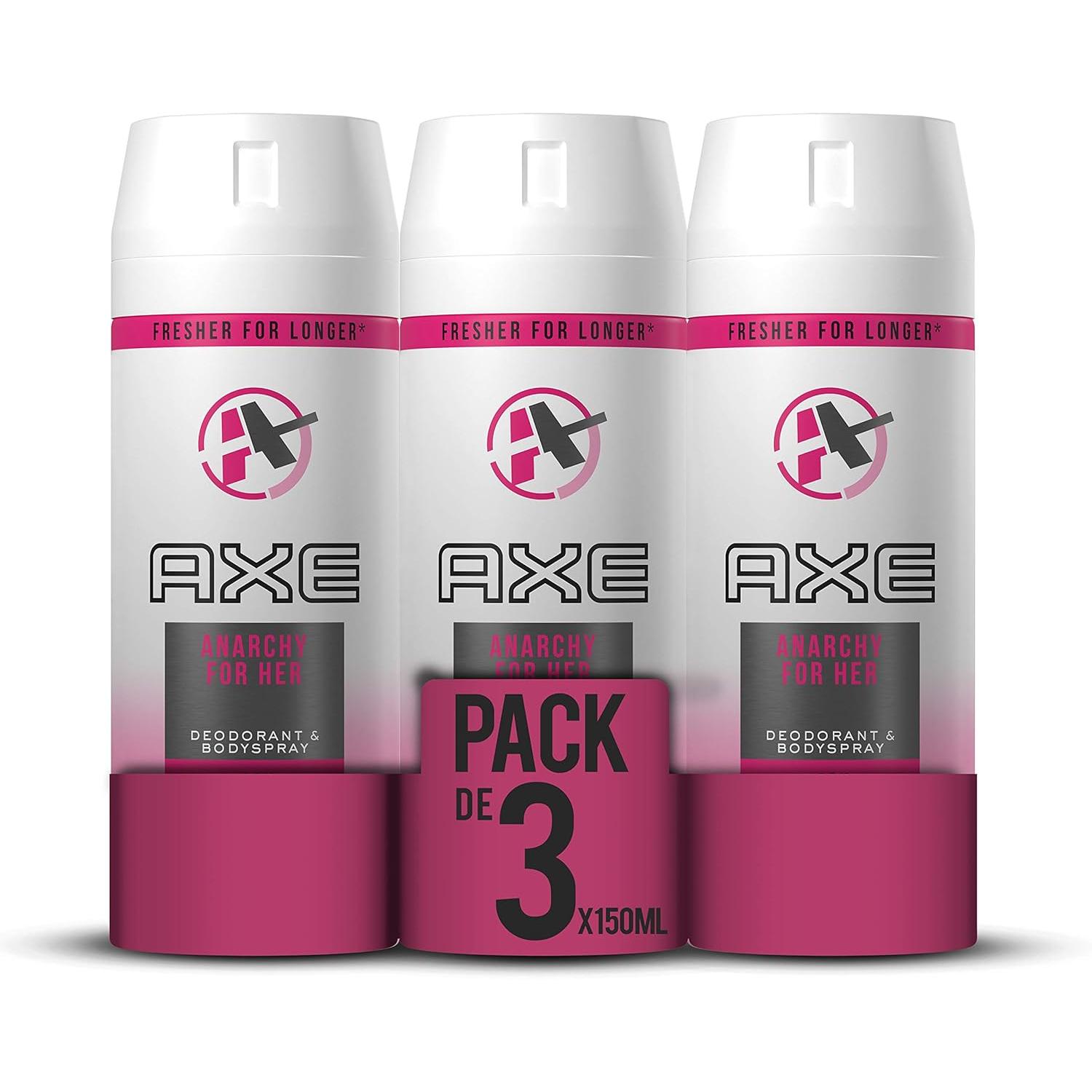 AXE Desodorante Mujer - Anarchy for Her. Pack 6 Unidades x 150 ml o Pack de 3 Unidades. Desodorantes Axe Mujer. Sin aluminio.