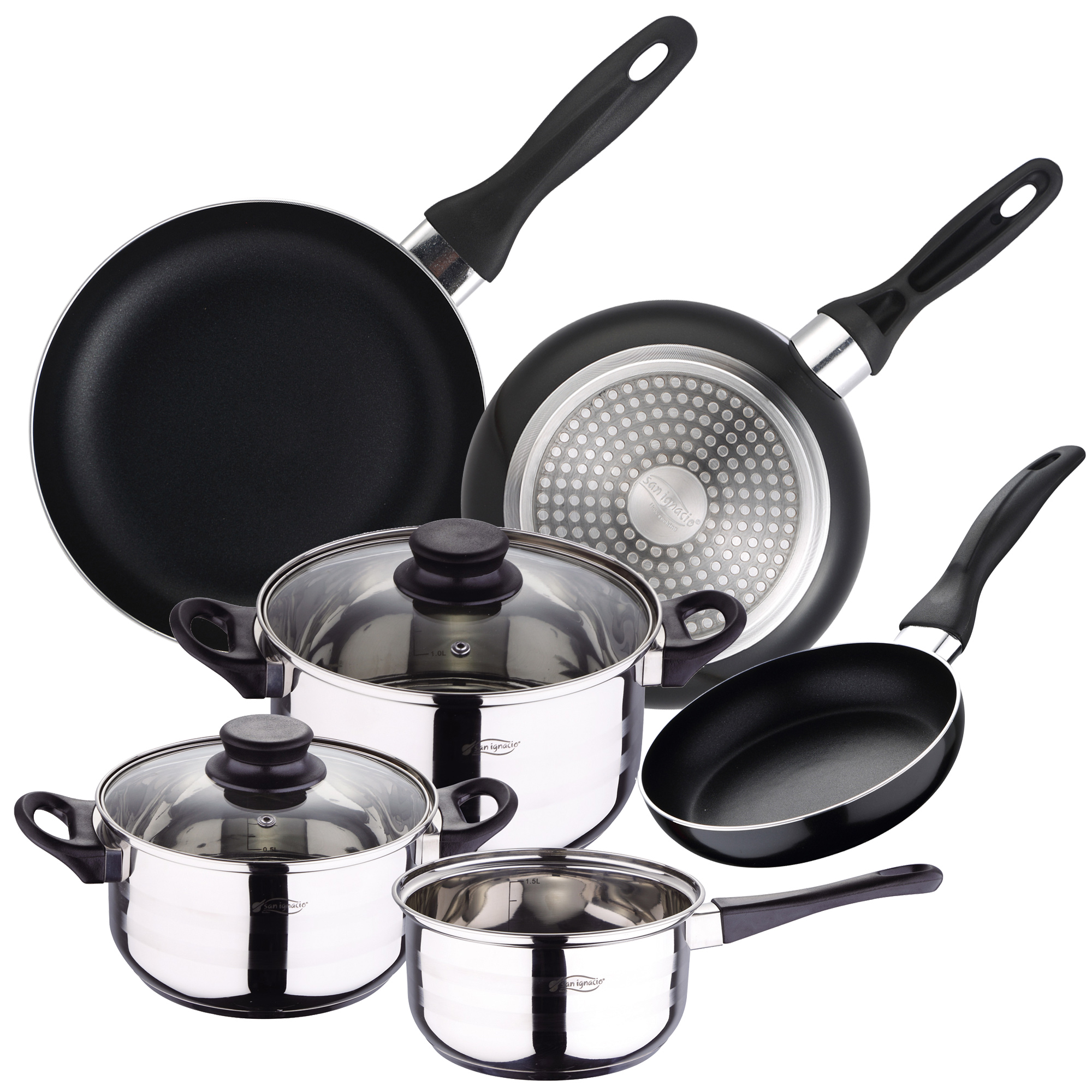 San Ignacio: Set de Sartenes Antiadherentes + Batería de Cocina 5 Piezas