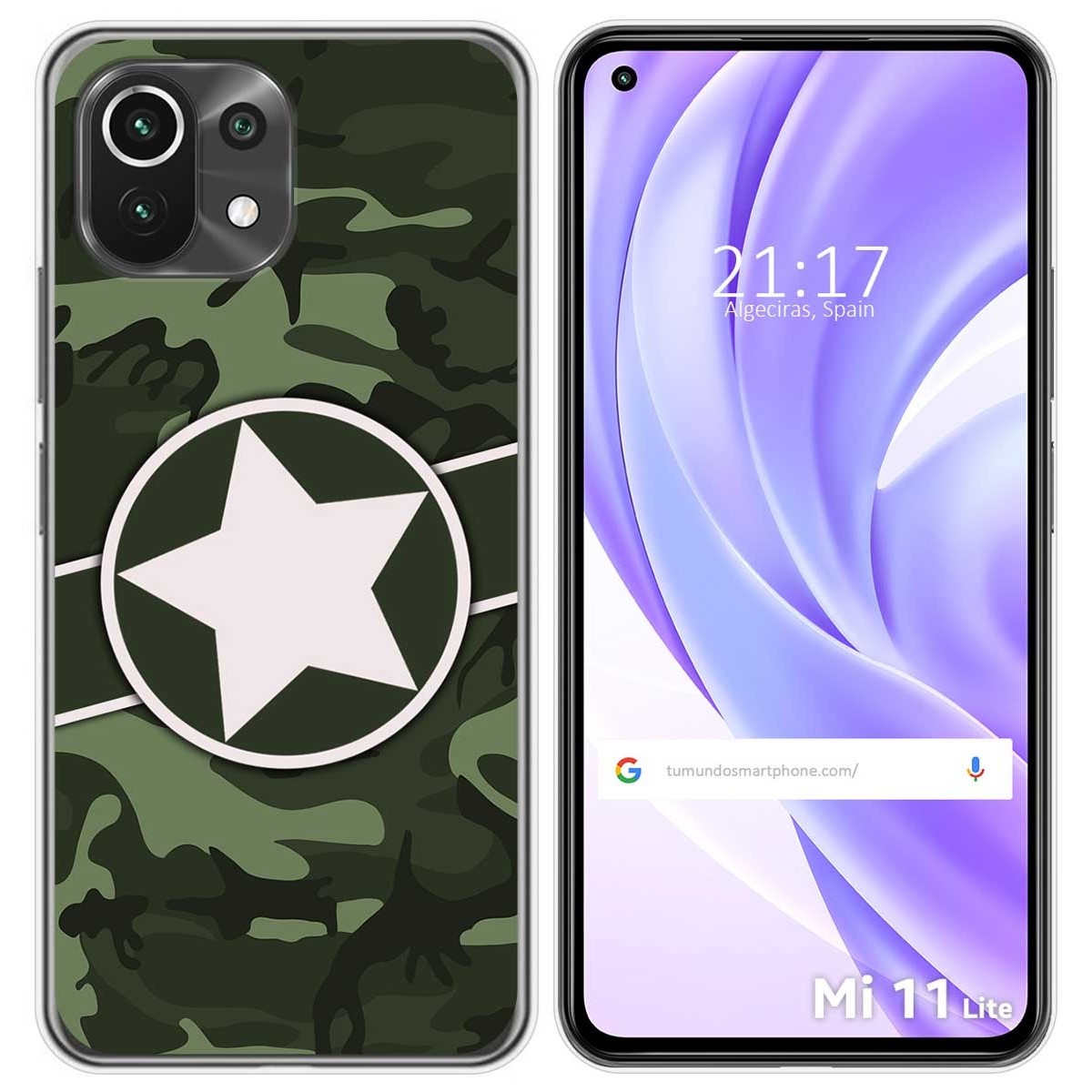 Tumundosmartphone Funda Gel Tpu para Xiaomi Mi 11 Lite 4G / 5G / 5G NE diseño Camuflaje 01 Dibujos