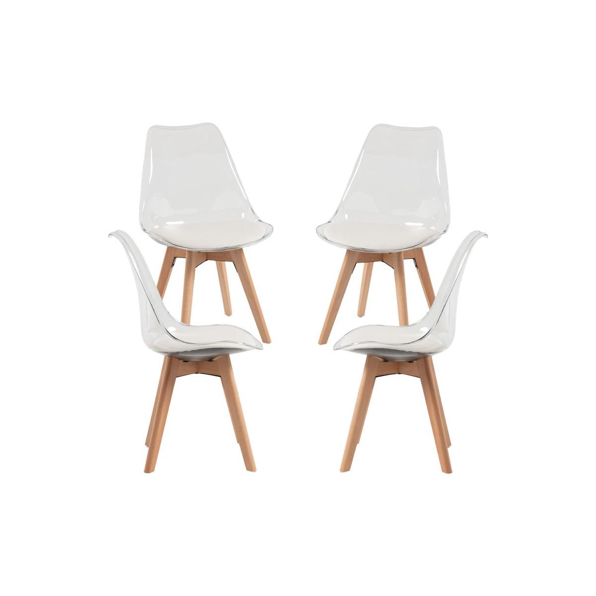 Regalos Miguel - Packs Sillas Comedor - Pack 4 Sillas Synk Transparente Asiento - Blanco
