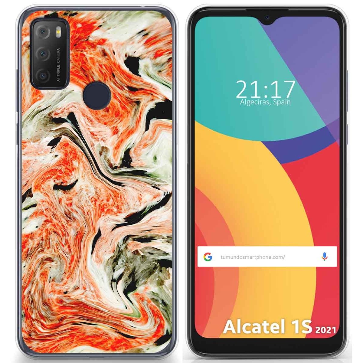 Tumundosmartphone Funda Gel Tpu para Alcatel 1S 2021 / 3L 2021 diseño Mármol 12 Dibujos