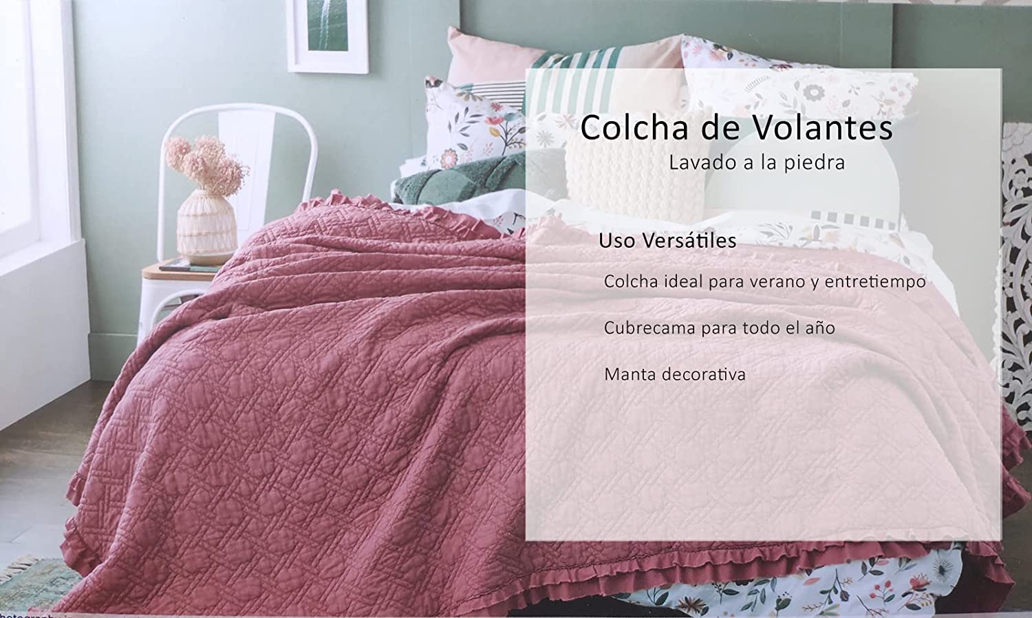 HaraDeco Colcha Verano Blanca Cama 150 con Pompones, Colcha Bouti con  Fundas Almohada Microfibra Fina, Cubrecama Decorativa(Blanca, Cama 150)