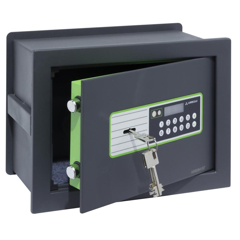 ARREGUI Supra 241020 Caja fuerte de empotrar a pared con cerradura de llave y codigo | Caja de doble Seguridad para casa y hogar | Fundo extensible | Fácil de instalar | 26 x 36 x 15/25 cm