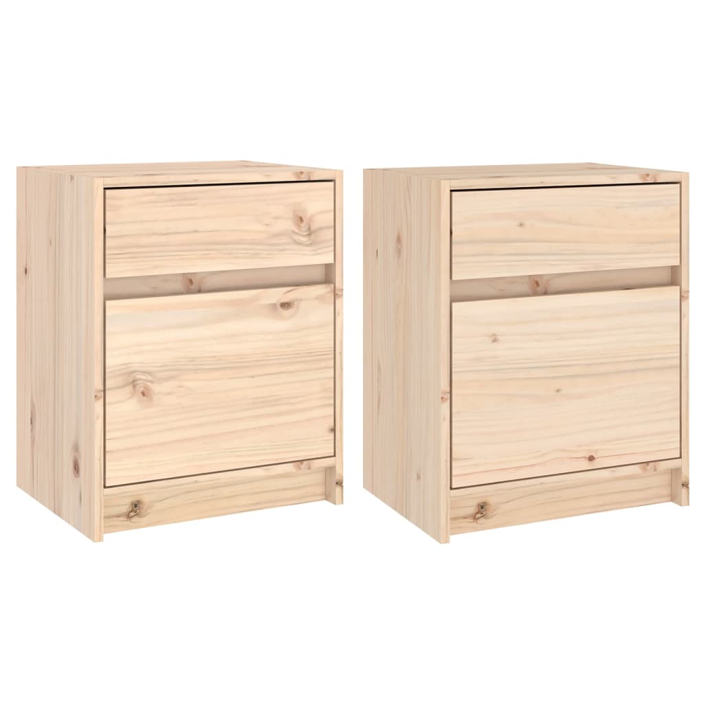 Vidaxl - Mesitas de Noche 2 Unidades Madera Maciza Pino 40x31x50 Cm Natural