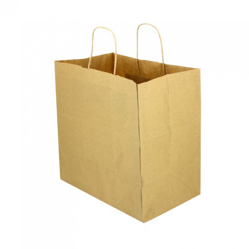 250 Uds. Bolsas de papel kraft con asa rizada (30+18x29cm) | Ref: BP16