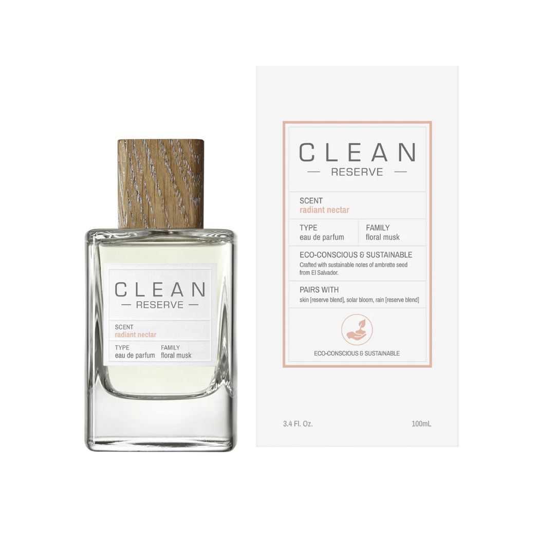 Clean - Reserve Radiant Nectar 100 Ml. Eau de Parfum - Perfume Mujer | Fragancia  floral y amaderada con un aroma suculento de la primavera y la calidez radiante del verano.