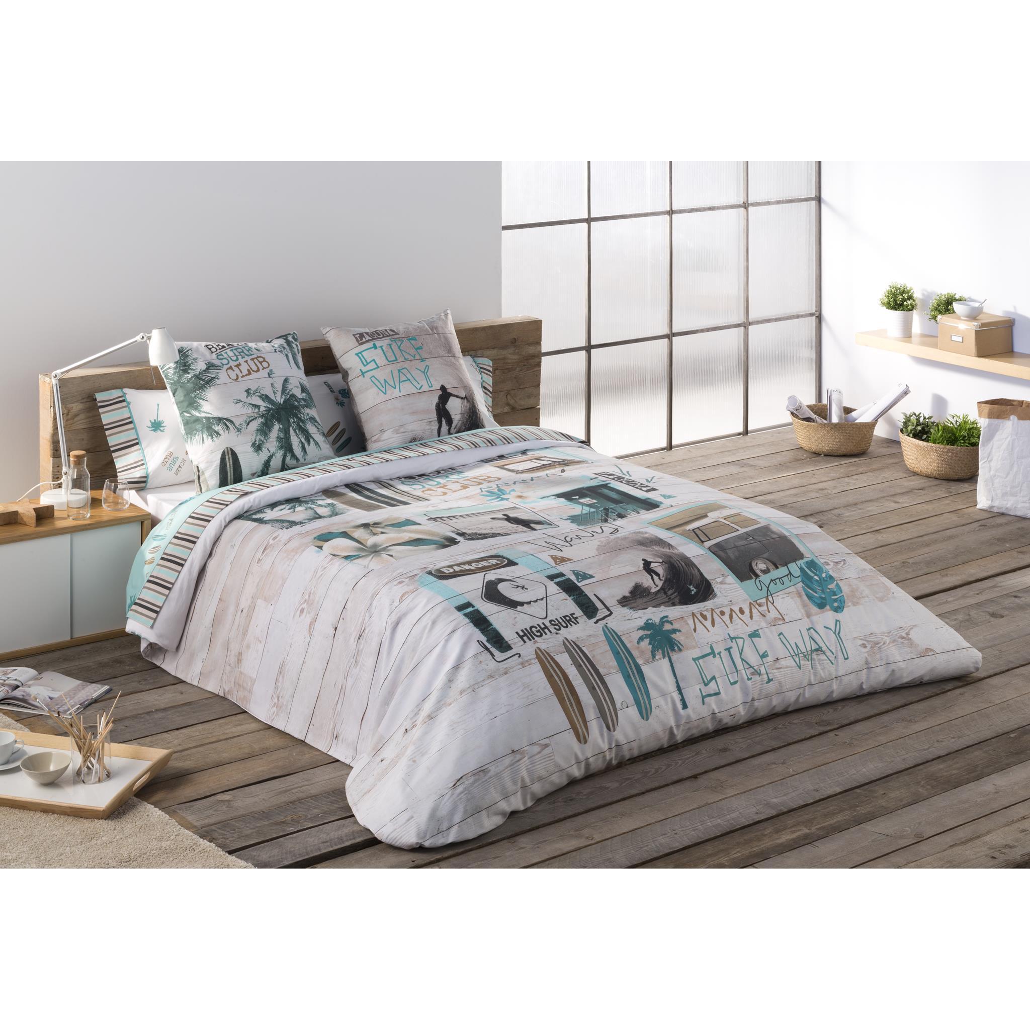 JVR - Funda nórdica juego de 2 piezas modelo SURF - Tejido 100% Algodón - Estampado digital - Fabricado en España - Cama 90/105/135/150/160/180