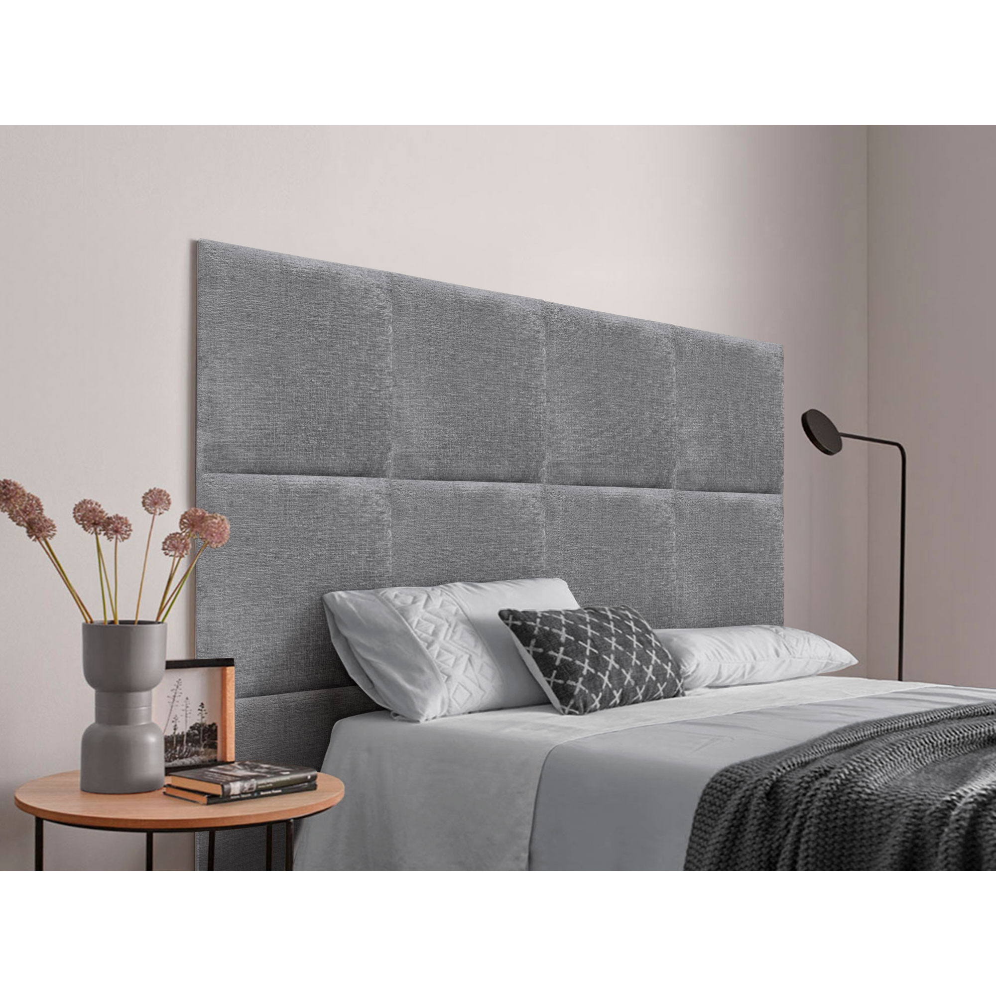 DHOME Cabecero Tapizado Compuesto de Paneles Autoadhesivos Intercambiables de Lana Ecológica Premium Cama Lujo