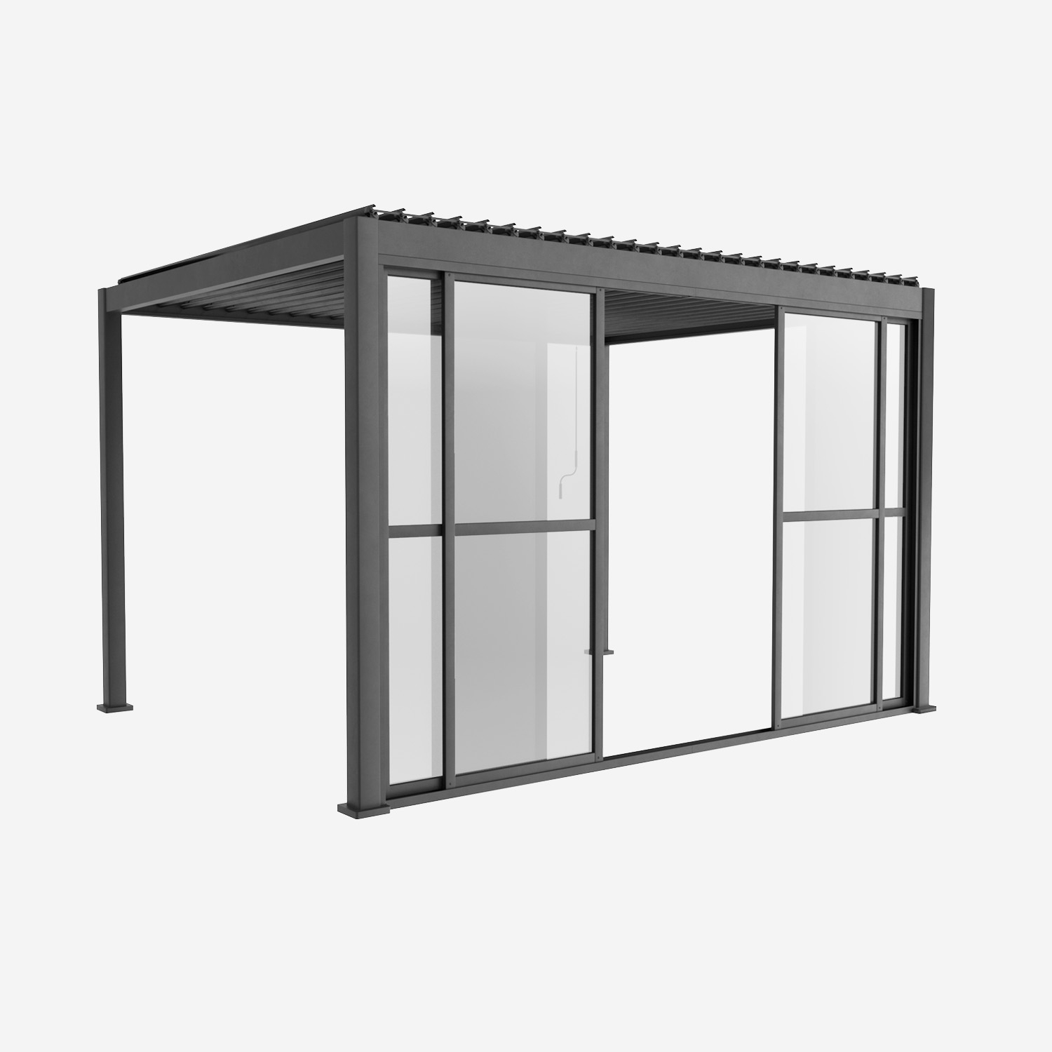 sweeek - Puerta corredera para pérgola Triomphe de 4m , Triomphe puerta corredera 4m , 370x370x236