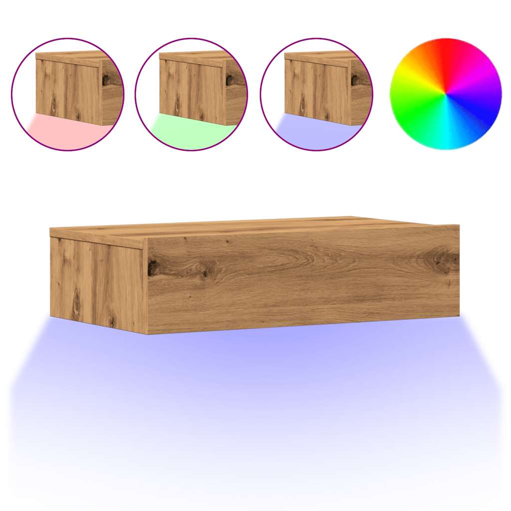 vidaXL Muebles de TV con luces LED 2 uds roble artisan 60x35x15,5 cm