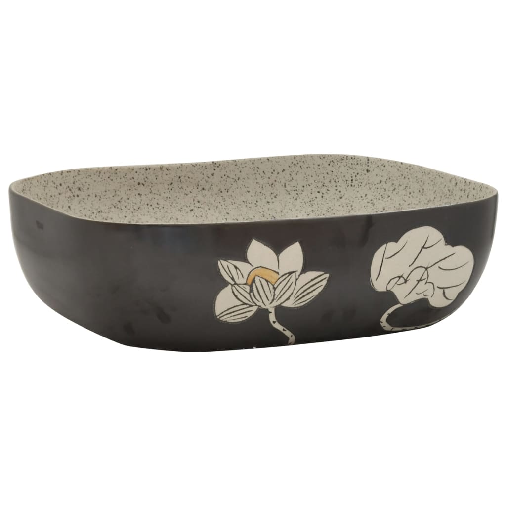 vidaXL Lavabo Encimera Rectangular Lavamanos de Baño Tocador Cerámica Color Gris,  Gris y negro,  Negro y gris y mas