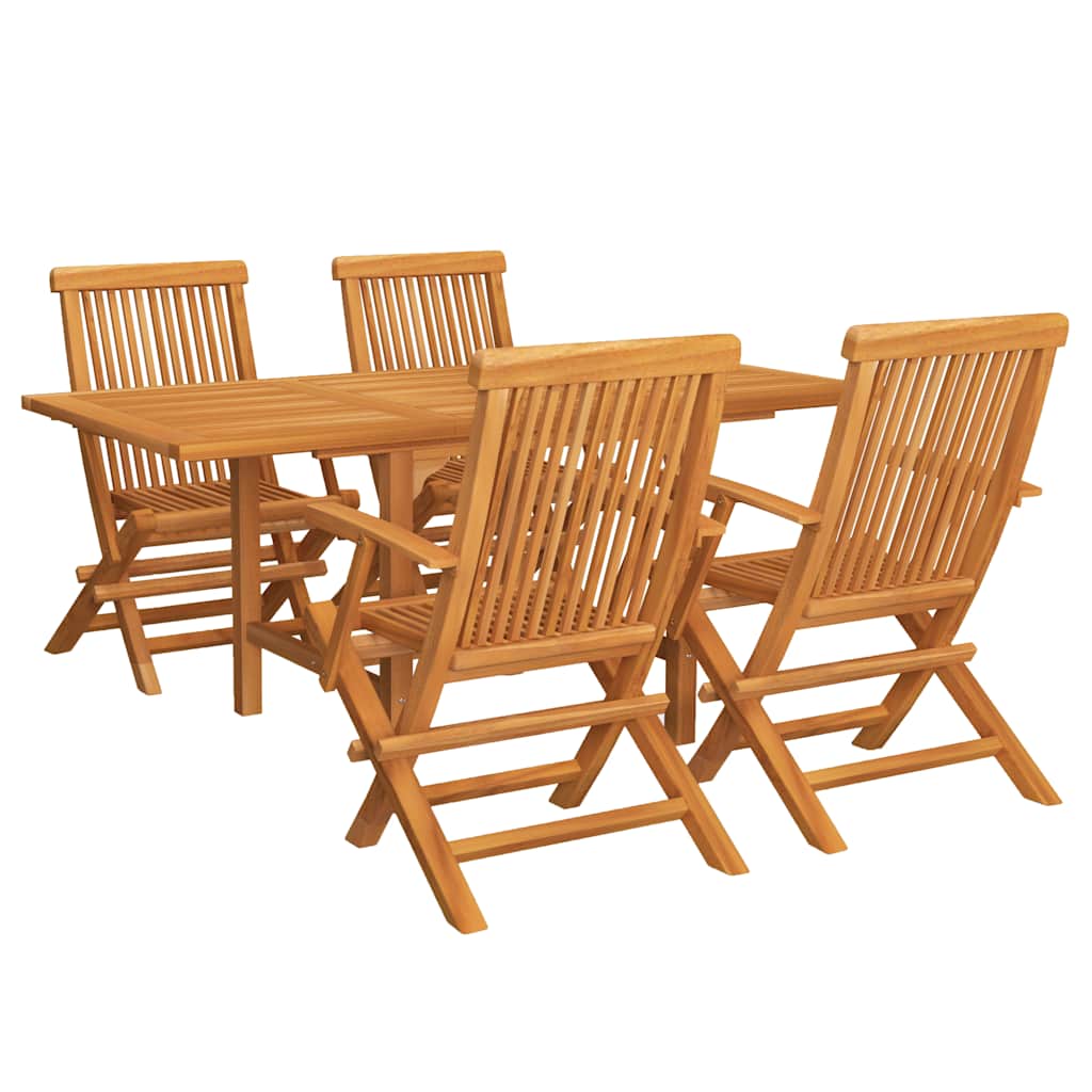 vidaXL Juego de comedor para jardín 5 piezas madera maciza teca