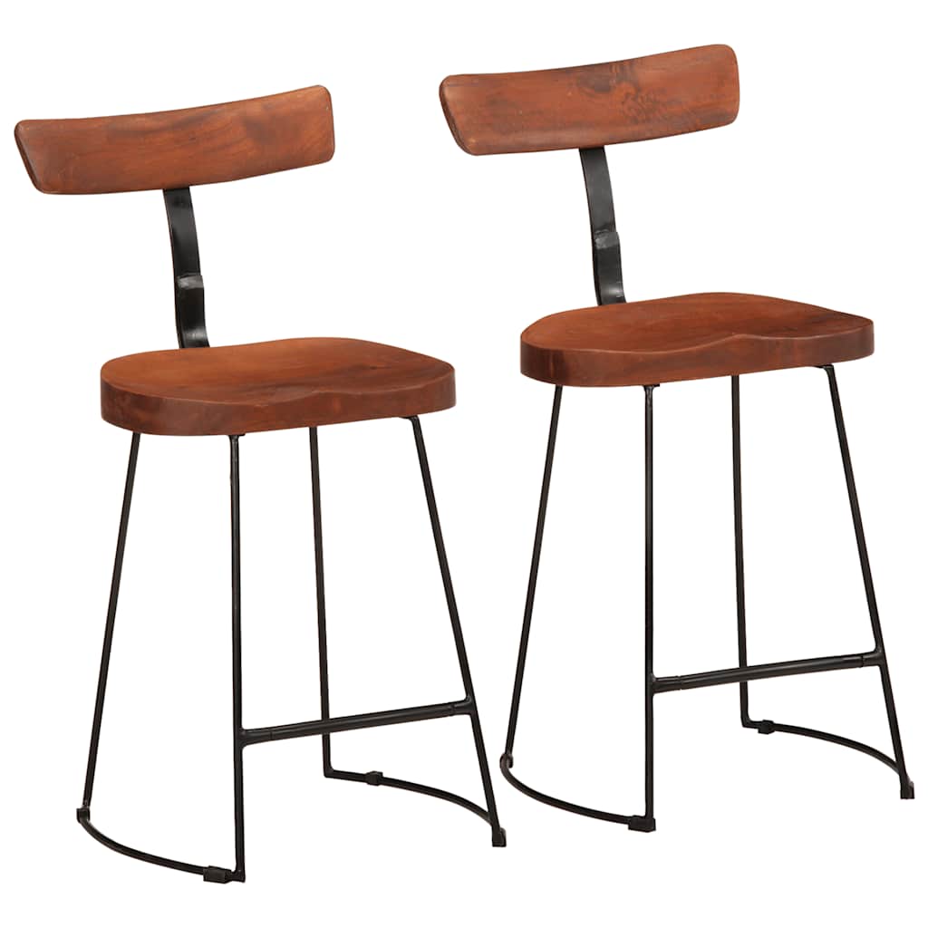 vidaXL Taburetes de barra 2 uds madera maciza de mango 49x43x79 cm