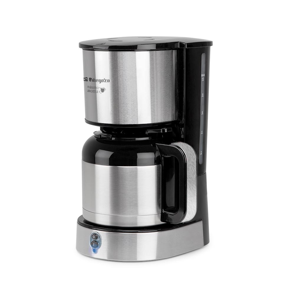Orbegozo cafetera de goteo 10-12 tazas CG 5020, filtro permanente extraíble, jarra termo 1,2 litros con doble capa de acero inoxidable, detalles inox, cuchara de medición, 800 W