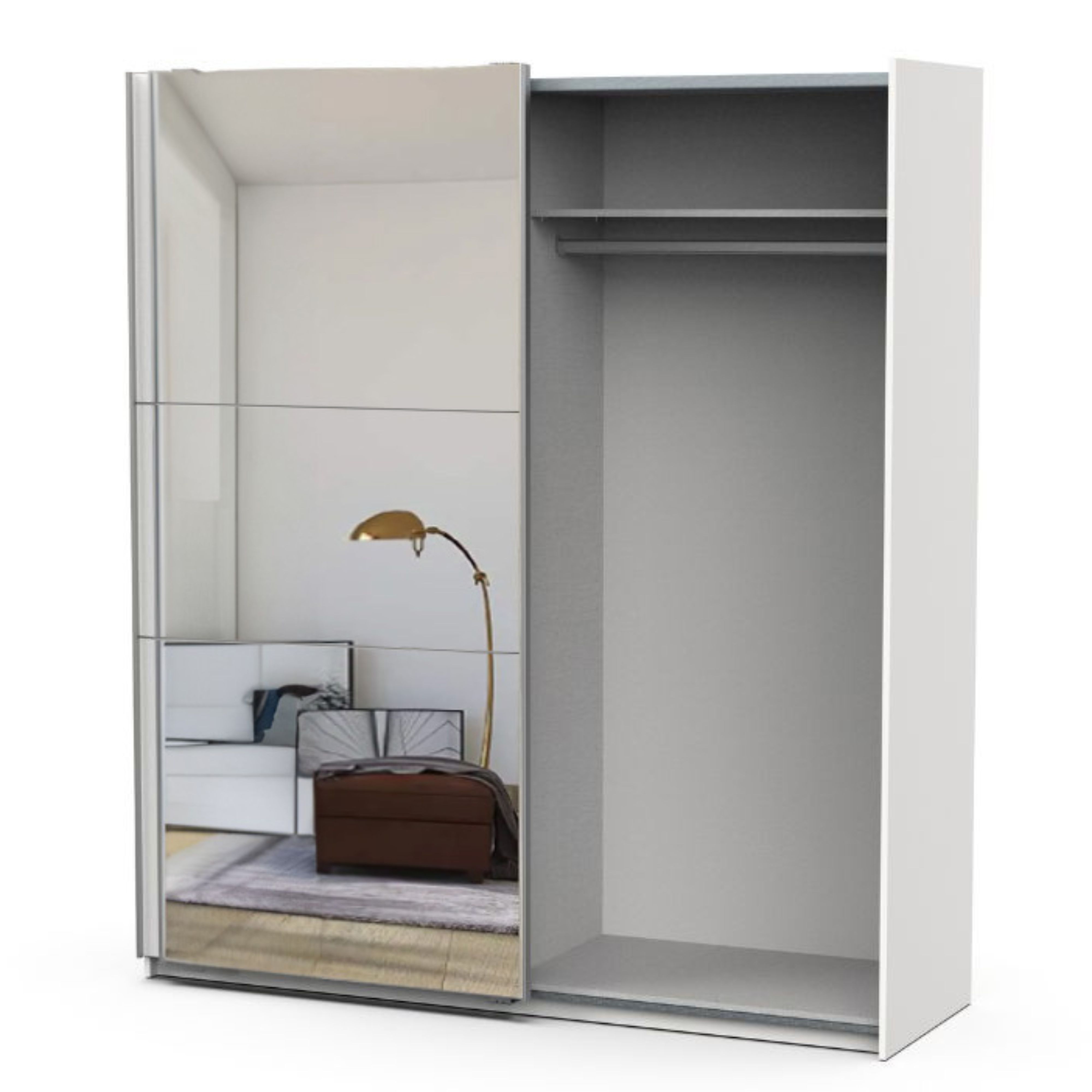 Miroytengo Armario Grande con Espejo Ghost Alto para Dormitorio Moderno en Color Blanco Mate 203x178 cm