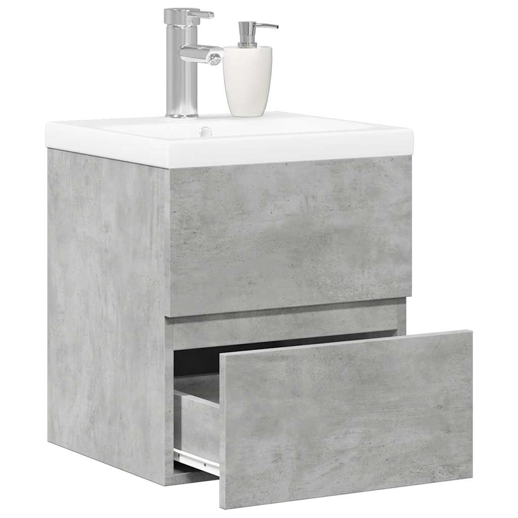 vidaXL Set muebles de baño 2 piezas madera contrachapada en color Gris hormigón/Roble Sonoma | almacenamiento funcional diseño moderno para baño dormitorio sala