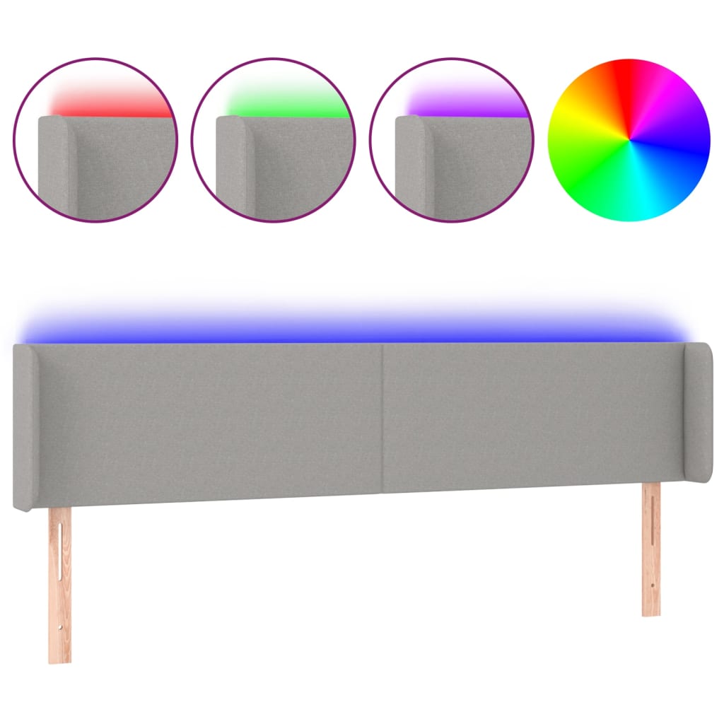 vidaXL Cabecero con LED de tela gris claro 163x16x78/88 cm