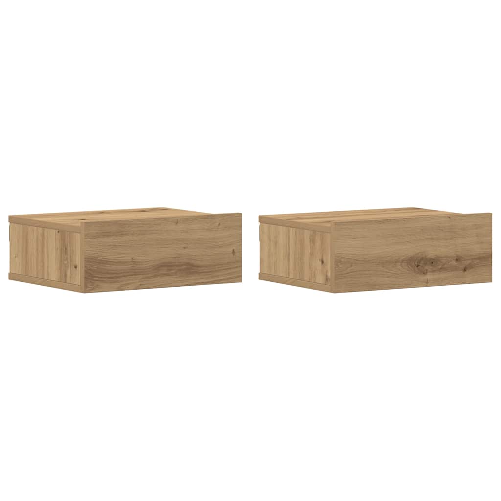 vidaXL Mesitas de noche flotantes 2 uds roble artesanal 40x32x15cm
