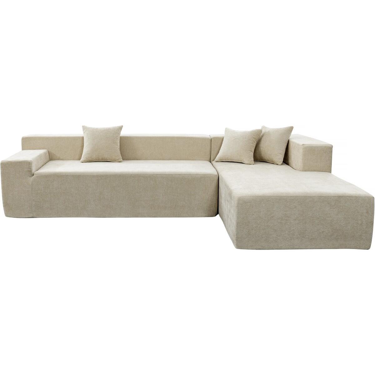Habitat y Jardin - Sofá esquinero de tela texturizada  - 4 plazas - Beige