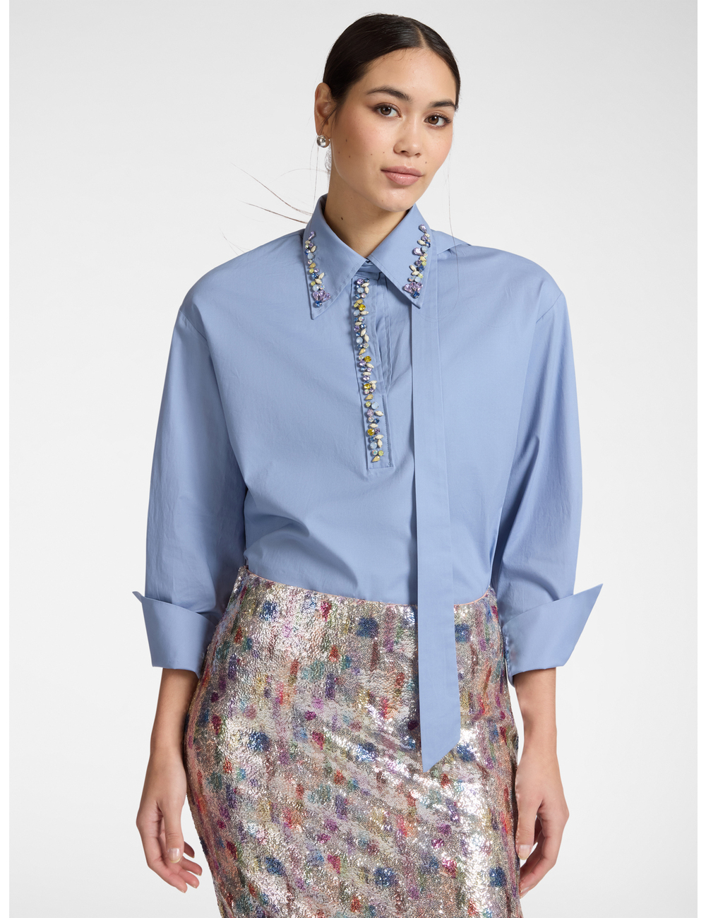 Elena Mirò - Camisa de popelín con cristales