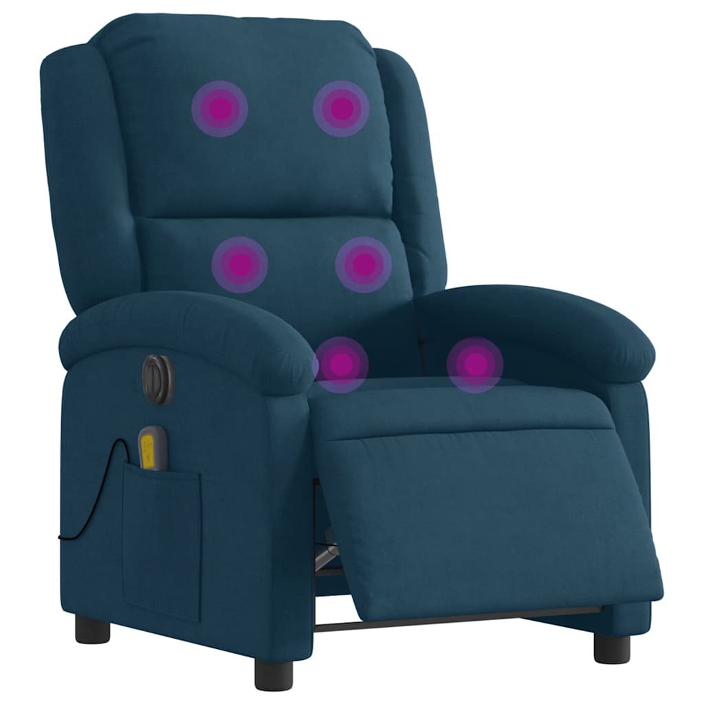 vidaXL Sillón reclinable de masaje eléctrico terciopelo azul