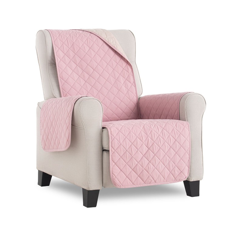 Cubre sillón Reversible Couch Cover Rosa / Beige. Funda para sillón 1 plaza. MAXIFUNDAS FUNDAS DE SOFA & CHAISE LONGUE