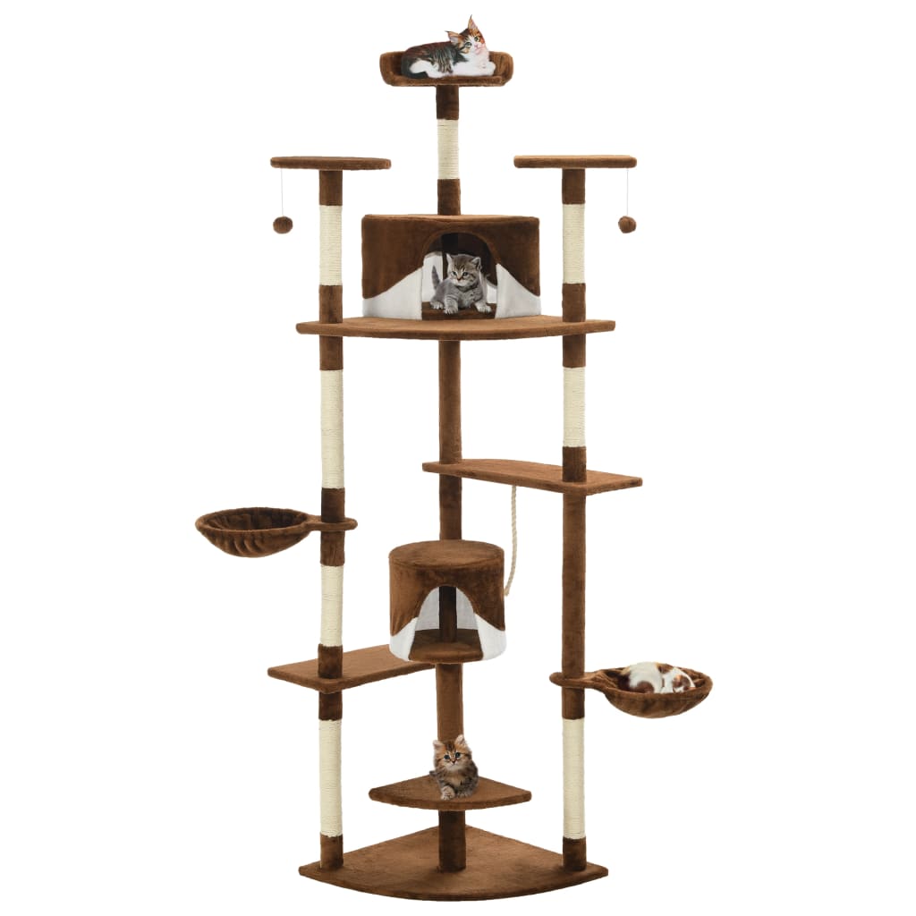 vidaXL Rascador para Gatos con Poste de Sisal 203cm y Mascotas Color Beige,  Gris,  Marrón y mas